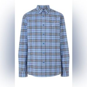 Burberry Simpson Blue Plaid Dress Shirt. Large